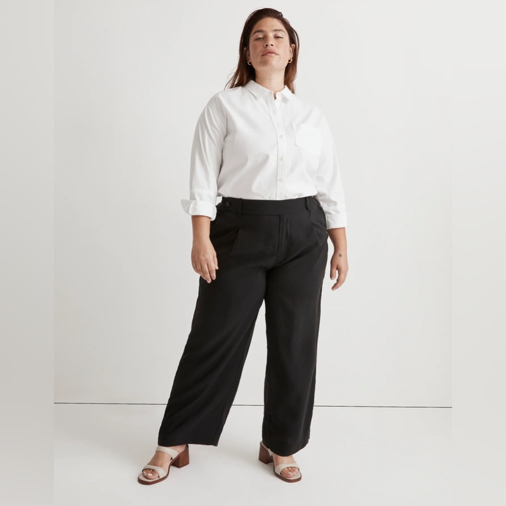 NWOT Madewell The Plus Harlow Wide-Leg Ankle Pant in Softdrape - 18W - Black